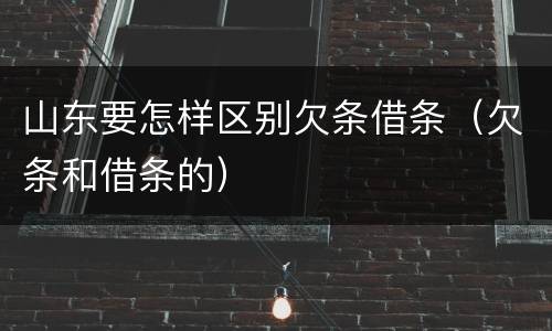 山东要怎样区别欠条借条（欠条和借条的）
