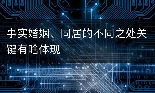 事实婚姻、同居的不同之处关键有啥体现