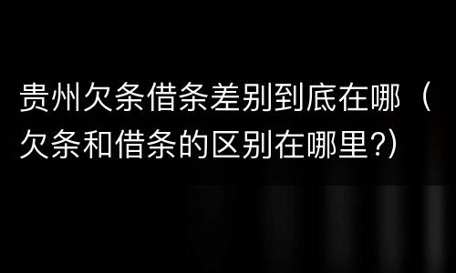 贵州欠条借条差别到底在哪（欠条和借条的区别在哪里?）