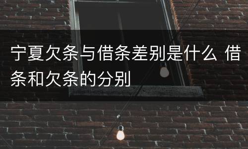 宁夏欠条与借条差别是什么 借条和欠条的分别