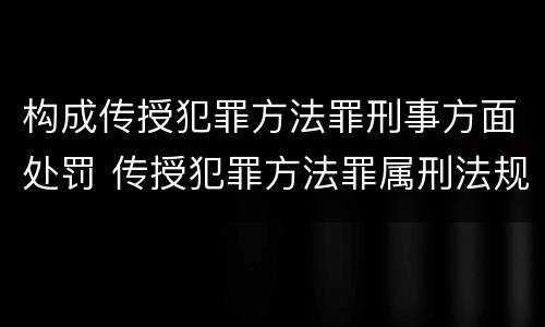 构成传授犯罪方法罪刑事方面处罚 传授犯罪方法罪属刑法规定的