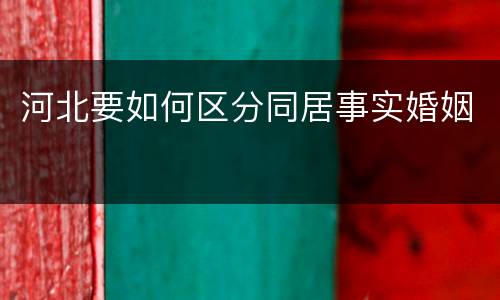 河北要如何区分同居事实婚姻