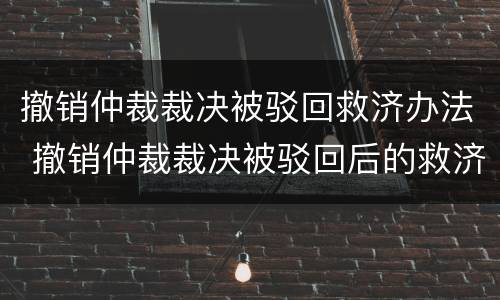 撤销仲裁裁决被驳回救济办法 撤销仲裁裁决被驳回后的救济