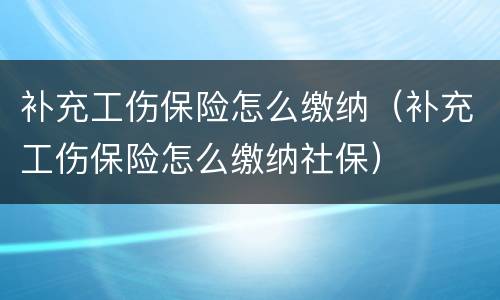 补充工伤保险怎么缴纳（补充工伤保险怎么缴纳社保）