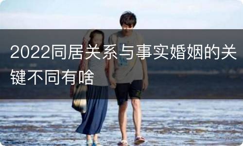 2022同居关系与事实婚姻的关键不同有啥