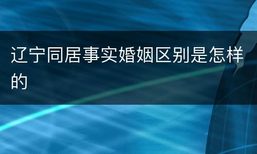 辽宁同居事实婚姻区别是怎样的