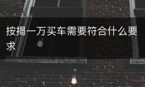 按揭一万买车需要符合什么要求