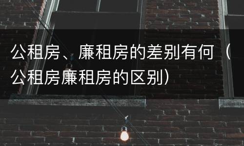 公租房、廉租房的差别有何（公租房廉租房的区别）