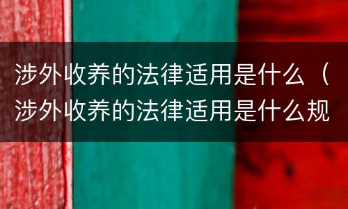 涉外收养的法律适用是什么（涉外收养的法律适用是什么规定）