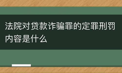 法院对贷款诈骗罪的定罪刑罚内容是什么