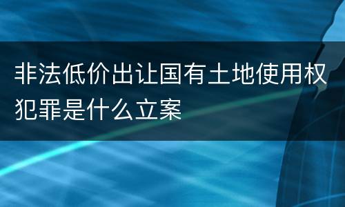 非法低价出让国有土地使用权犯罪是什么立案