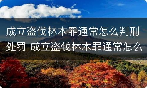 成立盗伐林木罪通常怎么判刑处罚 成立盗伐林木罪通常怎么判刑处罚多少钱