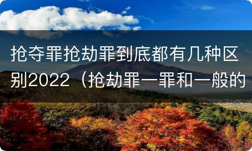 抢夺罪抢劫罪到底都有几种区别2022（抢劫罪一罪和一般的抢劫罪）