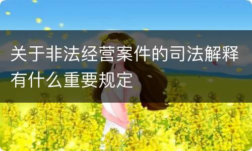 关于非法经营案件的司法解释有什么重要规定