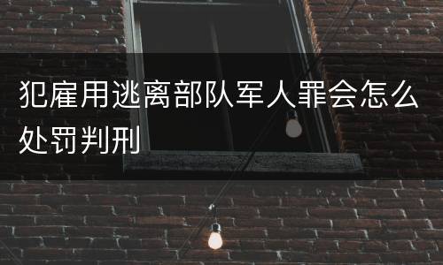 犯雇用逃离部队军人罪会怎么处罚判刑