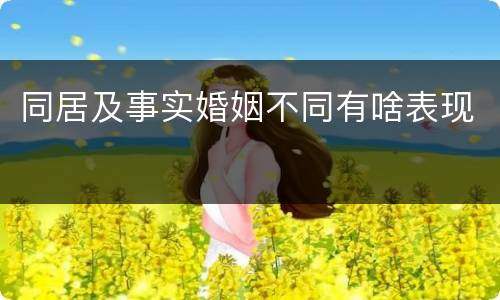 同居及事实婚姻不同有啥表现