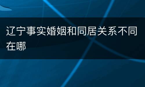 辽宁事实婚姻和同居关系不同在哪