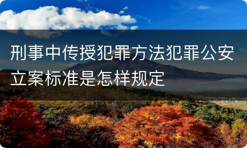 刑事中传授犯罪方法犯罪公安立案标准是怎样规定