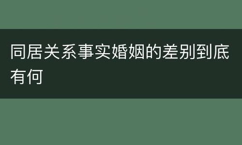 同居关系事实婚姻的差别到底有何