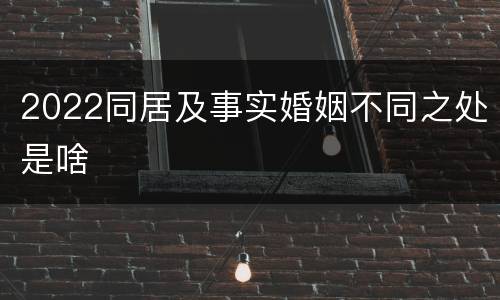 2022同居及事实婚姻不同之处是啥