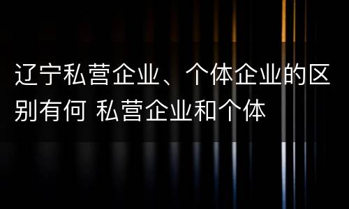 辽宁私营企业、个体企业的区别有何 私营企业和个体