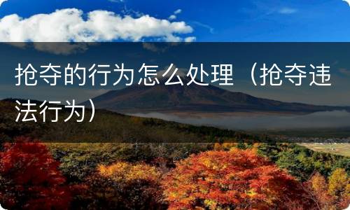 抢夺的行为怎么处理（抢夺违法行为）