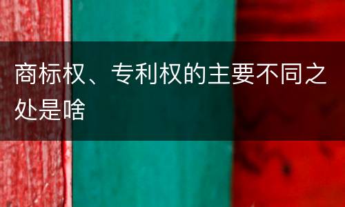 商标权、专利权的主要不同之处是啥