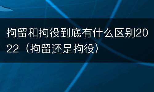 拘留和拘役到底有什么区别2022（拘留还是拘役）