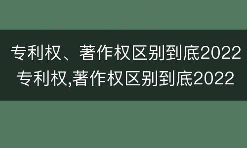 专利权、著作权区别到底2022 专利权,著作权区别到底2022年