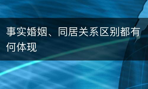 事实婚姻、同居关系区别都有何体现