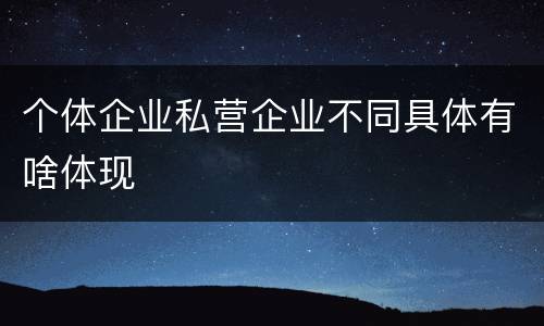 个体企业私营企业不同具体有啥体现