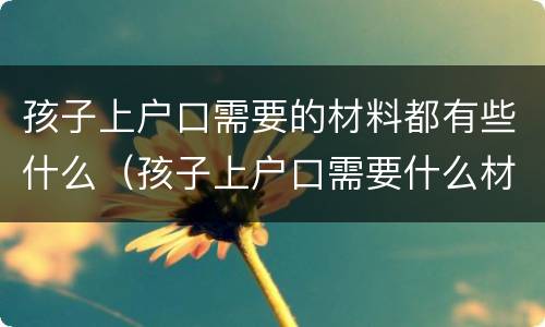 孩子上户口需要的材料都有些什么（孩子上户口需要什么材料?）