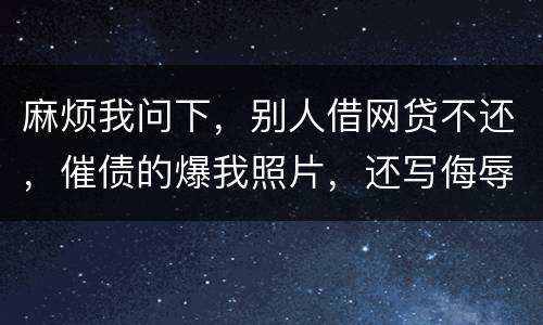 麻烦我问下，别人借网贷不还，催债的爆我照片，还写侮辱的话，犯法么，我要怎么做