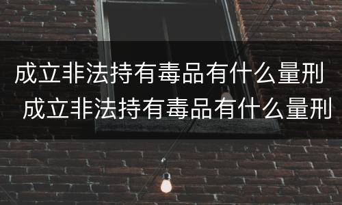 成立非法持有毒品有什么量刑 成立非法持有毒品有什么量刑吗