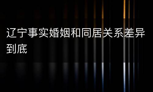 辽宁事实婚姻和同居关系差异到底