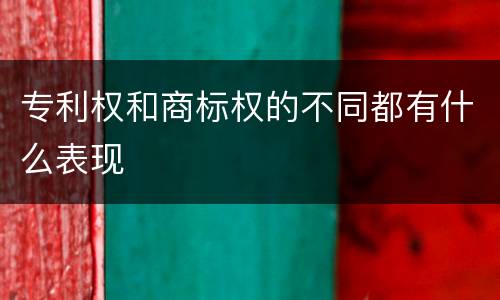 专利权和商标权的不同都有什么表现