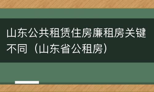 山东公共租赁住房廉租房关键不同（山东省公租房）