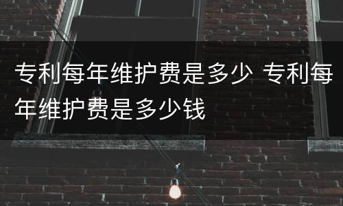 专利每年维护费是多少 专利每年维护费是多少钱