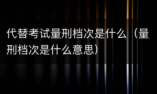 代替考试量刑档次是什么（量刑档次是什么意思）