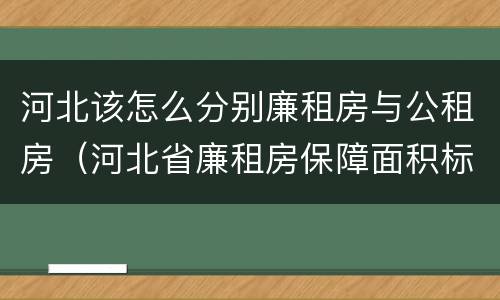 河北该怎么分别廉租房与公租房（河北省廉租房保障面积标准）
