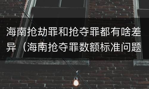 海南抢劫罪和抢夺罪都有啥差异（海南抢夺罪数额标准问题的规定）
