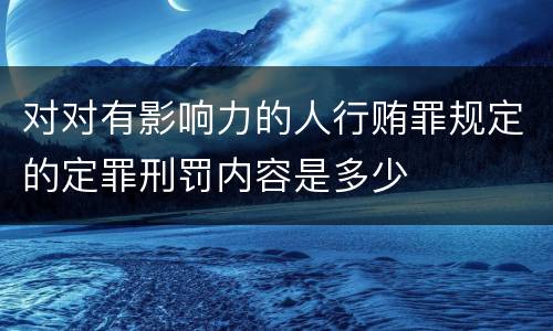 对对有影响力的人行贿罪规定的定罪刑罚内容是多少