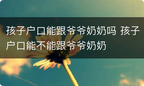孩子户口能跟爷爷奶奶吗 孩子户口能不能跟爷爷奶奶