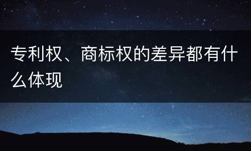 专利权、商标权的差异都有什么体现