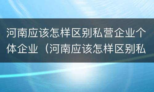河南应该怎样区别私营企业个体企业（河南应该怎样区别私营企业个体企业和企业）