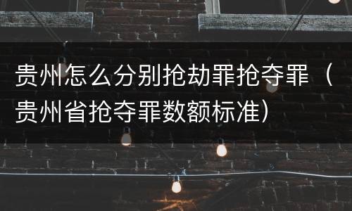 贵州怎么分别抢劫罪抢夺罪（贵州省抢夺罪数额标准）