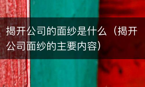 揭开公司的面纱是什么（揭开公司面纱的主要内容）