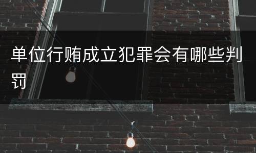 单位行贿成立犯罪会有哪些判罚