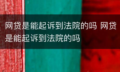 网贷是能起诉到法院的吗 网贷是能起诉到法院的吗