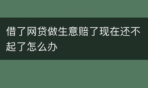 借了网贷做生意赔了现在还不起了怎么办